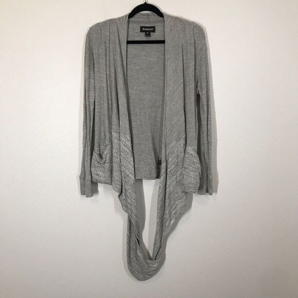 Betabrand Women's Continuum Sweater Size Medium Gray Waffle Knit Draped Cardigan - Picture 1 of 12